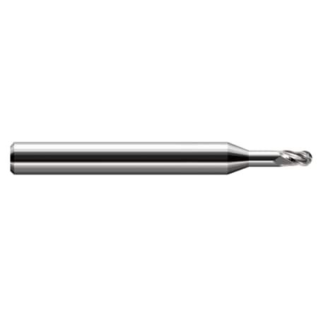 Miniature End Mill - Ball - Long Reach, Stub Flute, 0.0150 (1/64), Finish - Machining: Uncoated